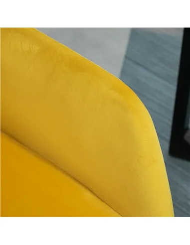 HOMCOM Modern Velvet-Feel Fabric Upholstered Armchair, Yellow 839-P028