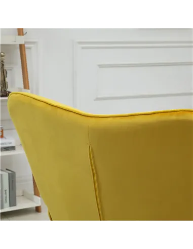 HOMCOM Modern Velvet-Touch Tufted Wingback Armchair, Yellow 839-P033