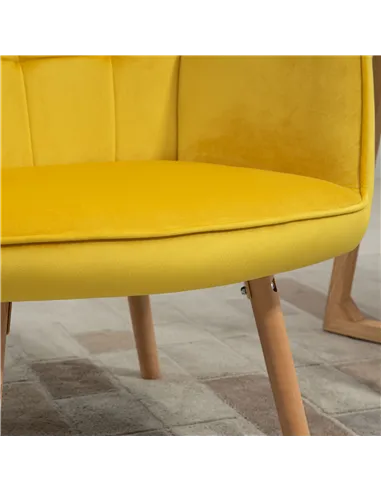 HOMCOM Modern Velvet-Touch Tufted Wingback Armchair, Yellow 839-P033