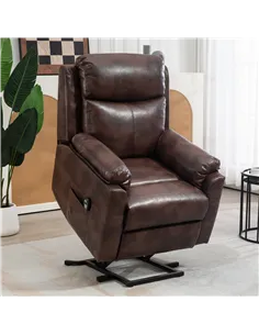 HOMCOM Faux Leather 70° Electric Riser Recliner Chair, Dark Brown 2