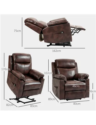 HOMCOM Riser and Recliner Chair for the Elderly, Lift Chair, Dark Brown 713-094V70DR