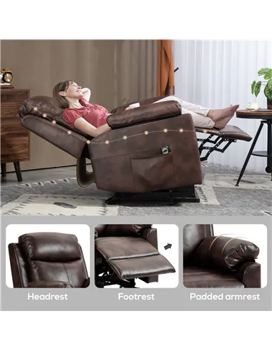 HOMCOM Riser and Recliner Chair for the Elderly, Lift Chair, Dark Brown 713-094V70DR