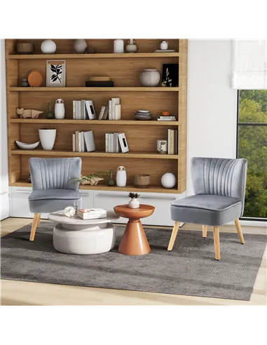 HOMCOM Velvet Armchair Duo: Tub-Style Accent Chairs, Grey 833-P060