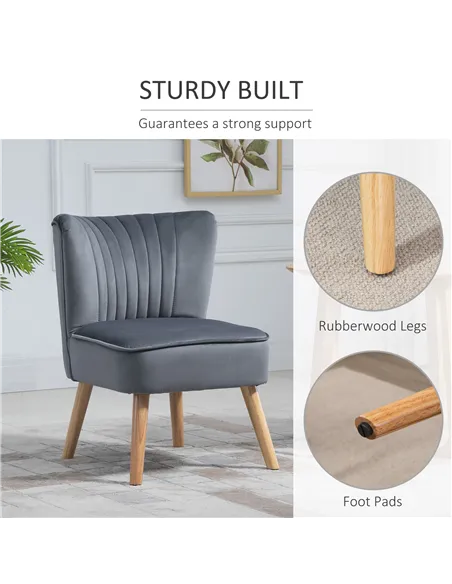 HOMCOM Velvet Armchair Duo: Tub-Style Accent Chairs, Grey 833-P060