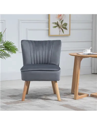 HOMCOM Velvet Armchair Duo: Tub-Style Accent Chairs, Grey 833-P060