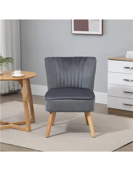 HOMCOM Velvet Armchair Duo: Tub-Style Accent Chairs, Grey 833-P060