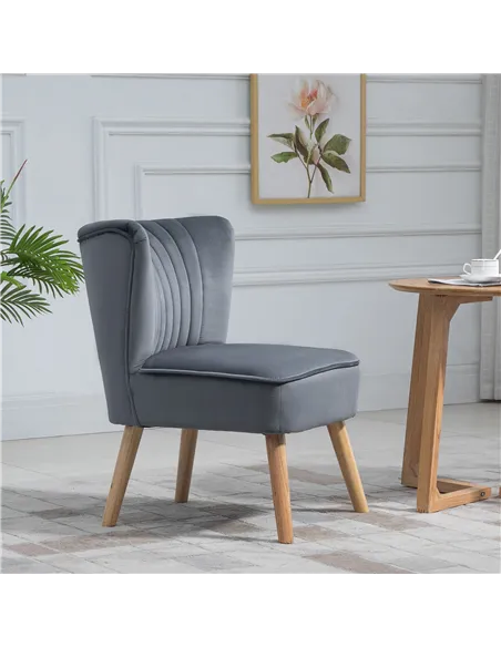 HOMCOM Velvet Armchair Duo: Tub-Style Accent Chairs, Grey 833-P060
