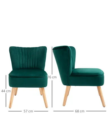 HOMCOM Set of 2 Velvet Accent Chair, Occasional Tub Seat, Green 833-P059
