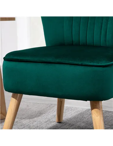 HOMCOM Set of 2 Velvet Accent Chair, Occasional Tub Seat, Green 833-P059