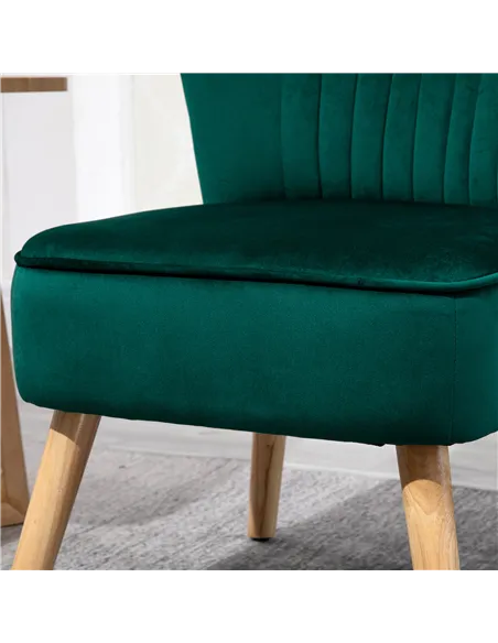 HOMCOM Set of 2 Velvet Accent Chair, Occasional Tub Seat, Green 833-P059