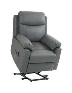HOMCOM Faux Leather 70° Electric Riser Recliner Chair, Charcoal Grey