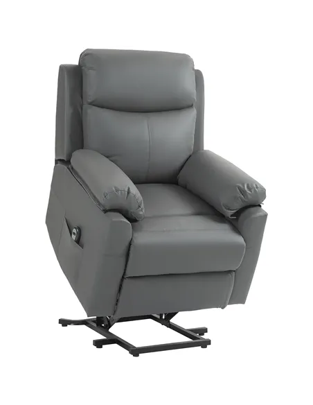 HOMCOM Faux Leather 70° Electric Riser Recliner Chair, Charcoal Grey