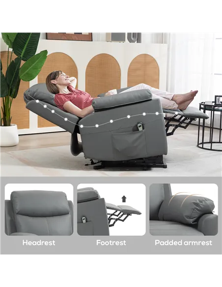 HOMCOM Riser Recliner Chairs Power Recliner Chair for the Elderly, Charcoal Grey 713-094V70CG