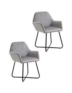 HOMCOM Velvet-Feel Plisse Back Accent Chair - Grey
