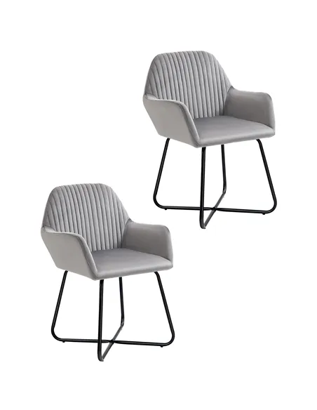 HOMCOM Velvet-Feel Plisse Back Accent Chair - Grey