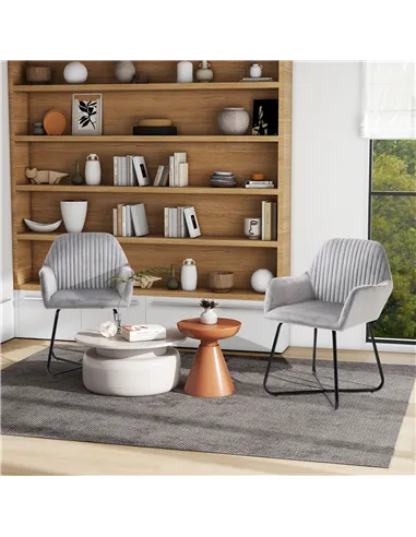 HOMCOM Modern Velvet-Feel Fabric Upholstered Armchair, Grey 839-P027