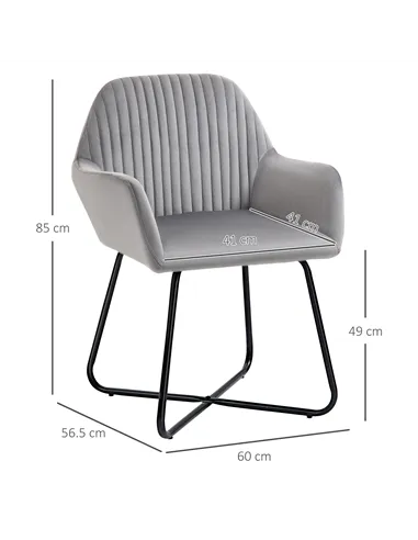 HOMCOM Modern Velvet-Feel Fabric Upholstered Armchair, Grey 839-P027