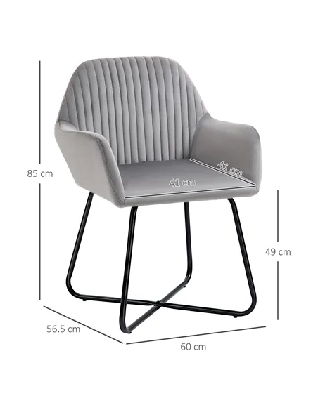 HOMCOM Modern Velvet-Feel Fabric Upholstered Armchair, Grey 839-P027