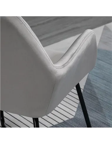 HOMCOM Modern Velvet-Feel Fabric Upholstered Armchair, Grey 839-P027