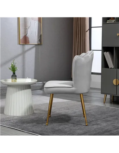 HOMCOM Set of 2 Modern Shell Luxe Velvet Accent Chair, Grey 839-P030