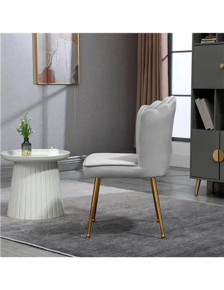 HOMCOM Set of 2 Modern Shell Luxe Velvet Accent Chair, Grey 839-P030