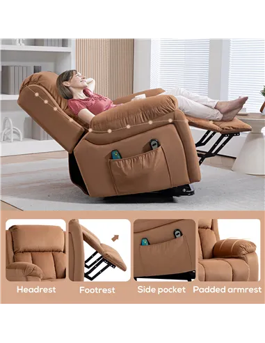 HOMCOM Power Lift Riser and Recliner Chair with Vibration Massage, Heat, Brown 713-167V70BN