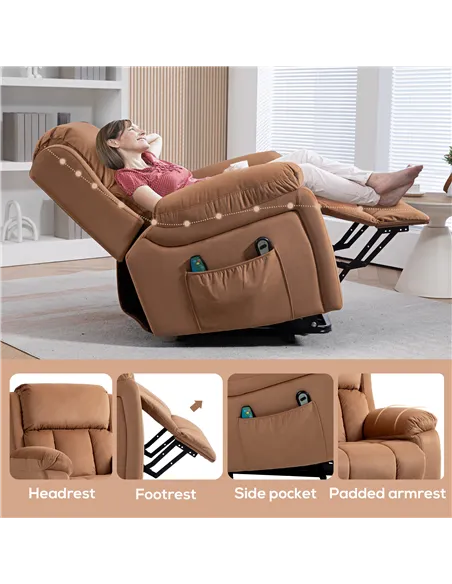 HOMCOM Power Lift Riser and Recliner Chair with Vibration Massage, Heat, Brown 713-167V70BN