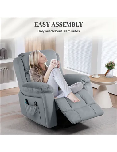 HOMCOM Power Lift Riser and Recliner Chair with Vibration Massage, Heat, Grey 713-167V70GY