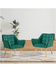 HOMCOM Armchair Accent Chair, Vanity Chair with Wide Arms, Slanted Back, Padding, Metal Frame, Wooden Legs, Home Bedroom Furnitu 2