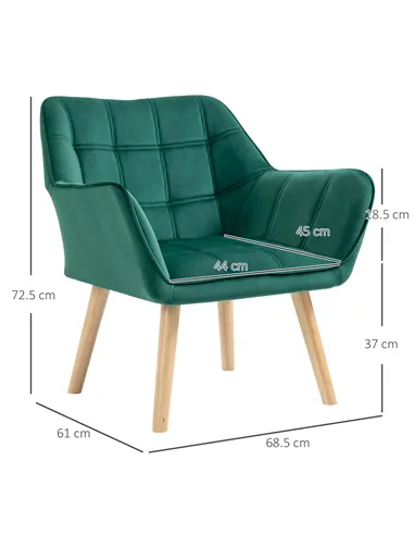 HOMCOM Set of 2 Armchair Accent Chair, Vanity Chair, Green 833-P061