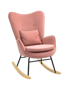 HOMCOM Velvet-Feel Rocking Armchair - Pink
