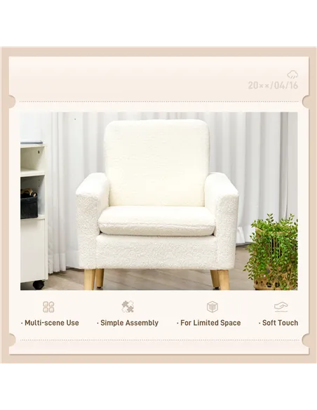 HOMCOM Modern Armchair, Upholstered Accent Chair, Cream White 83B-010V70CW