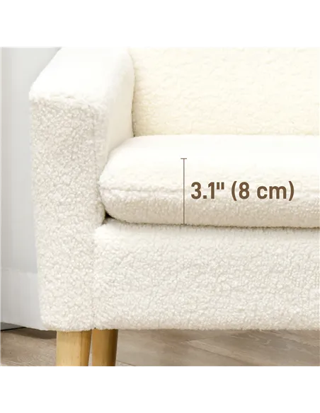 HOMCOM Modern Armchair, Upholstered Accent Chair, Cream White 83B-010V70CW