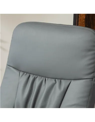 HOMCOM Swivel Recliner Chair with Footstool, PU Leather Armchair, Grey 833-694V72GY