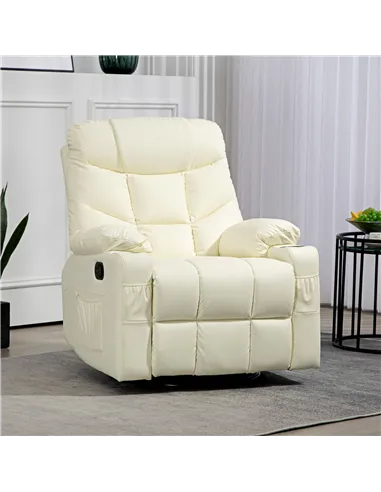 HOMCOM Manual Reclining Chair, Recliner Armchair, 86x93x102cm, Cream 839-638V70CW