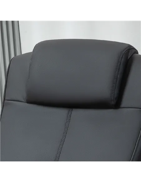 HOMCOM Faux Leather Reclining Chair and Footstool, Black 833-360V70BK