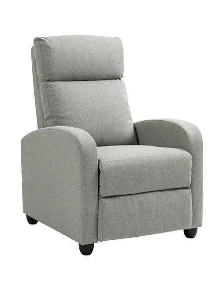 HOMCOM 135° Push Back Recliner Armchair, with Footrest - Grey