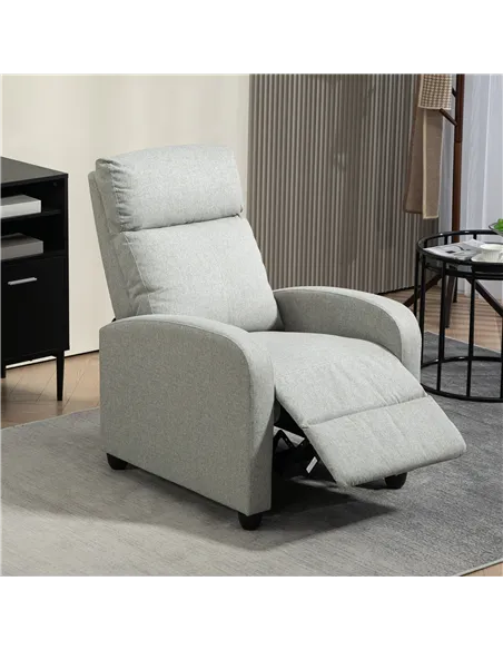 HOMCOM 135° Linen Recliner Armchair with Footrest 839-308V70LG Grey