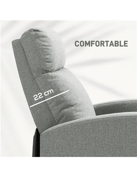 HOMCOM 135° Linen Recliner Armchair with Footrest 839-308V70LG Grey