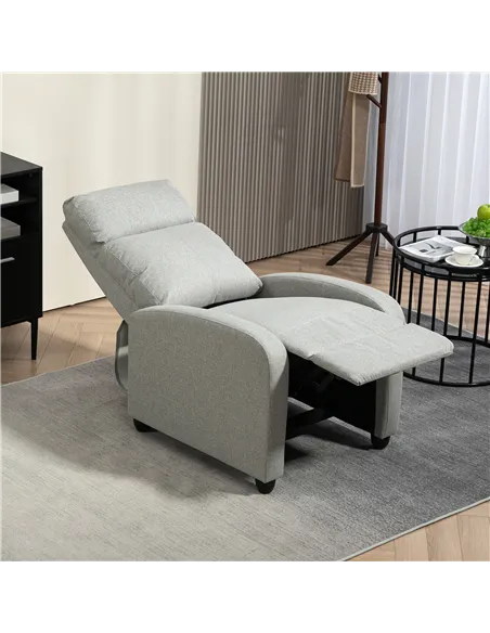 HOMCOM 135° Linen Recliner Armchair with Footrest 839-308V70LG Grey