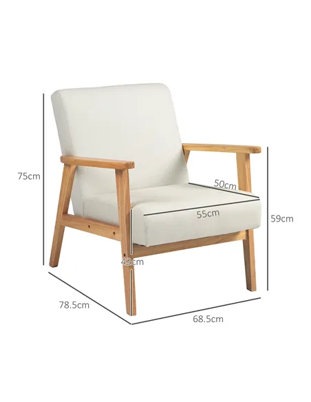 HOMCOM Fabric Accent Chair for Living Room, Arm Chair, Cream White 835-288V71CW