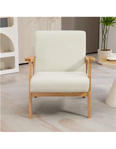 HOMCOM Fabric Accent Chair for Living Room, Arm Chair, Cream White 835-288V71CW
