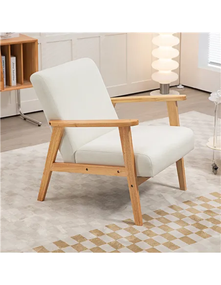HOMCOM Fabric Accent Chair for Living Room, Arm Chair, Cream White 835-288V71CW