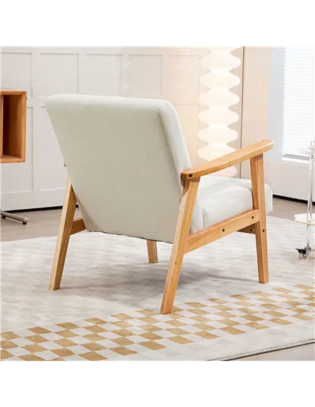 HOMCOM Fabric Accent Chair for Living Room, Arm Chair, Cream White 835-288V71CW