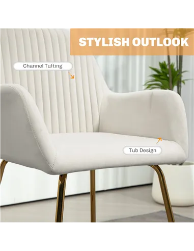HOMCOM Modern Arm Chair Upholstered Accent Chair, Cream White 839-128V72CW