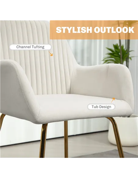 HOMCOM Modern Arm Chair Upholstered Accent Chair, Cream White 839-128V72CW