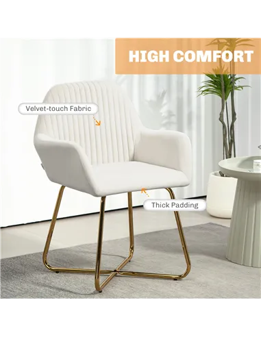 HOMCOM Modern Arm Chair Upholstered Accent Chair, Cream White 839-128V72CW