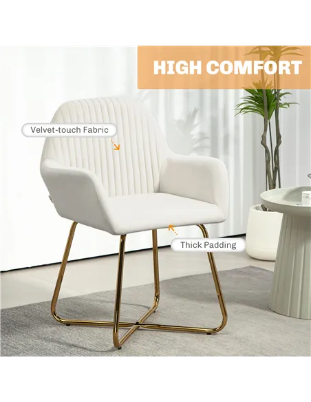 HOMCOM Modern Arm Chair Upholstered Accent Chair, Cream White 839-128V72CW