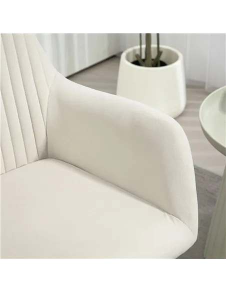 HOMCOM Modern Arm Chair Upholstered Accent Chair, Cream White 839-128V72CW