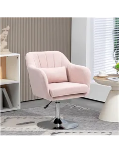 HOMCOM Swivel Linen Fabric Accent Chair for Living Room Contemporary Vanity Armchair with Adjustable Height Thick Cushion Lumbar 2